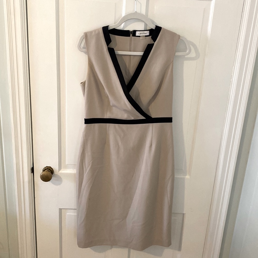 Calvin Klein, beige and black, size 4 dress.